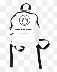 Vetements Small U0027u0027have A Nice Dayu0027u0027 Backpack U0027white - Hiking Equipment Emoji,Emoticon Black And Whit