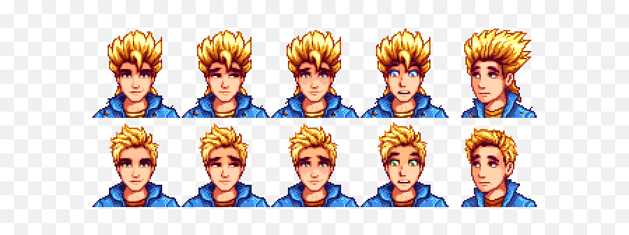 Sam Short Hair At Stardew Valley Nexus - Stardew Valley Sam Faces Emoji,Stardew Valley Character Portrait Emotion