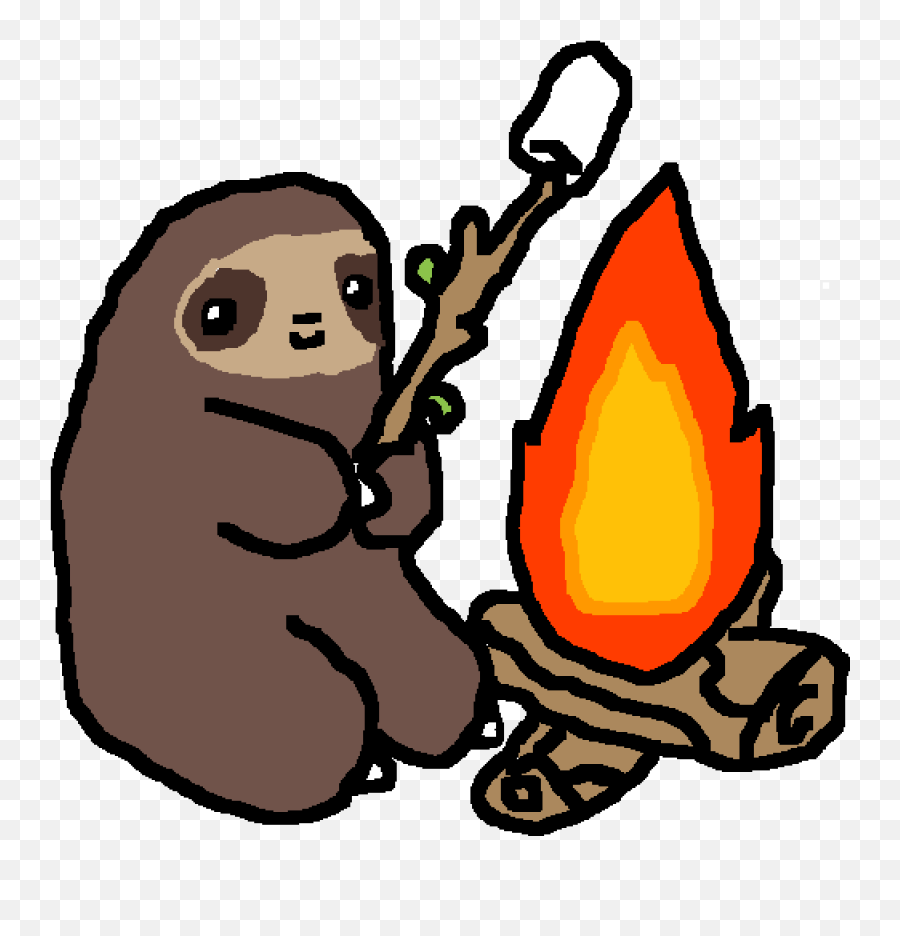 Sloth Sitting At A Campfire Clipart - Sloth Sitting Clipart Emoji,Is There A Sloth Emoji
