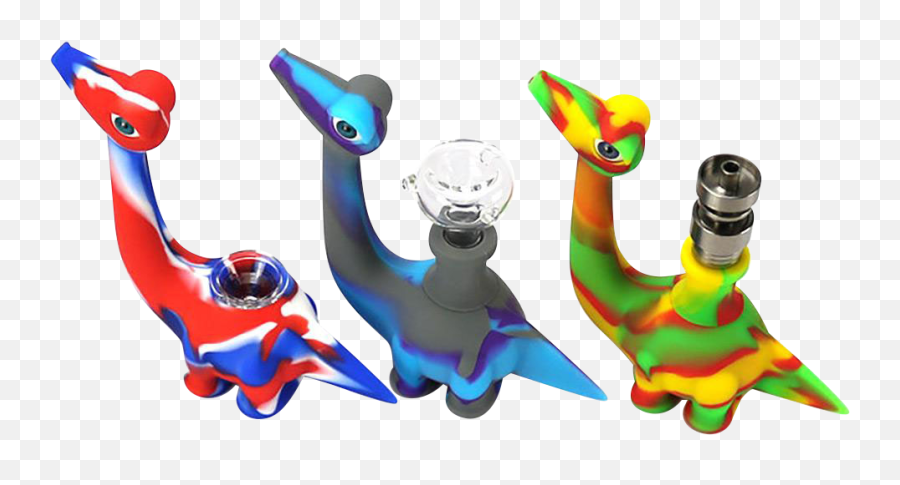 Dinosaur Silicone Hand Pipe With Glass Bowl - Fictional Character Emoji,Smoking Gun Emoji