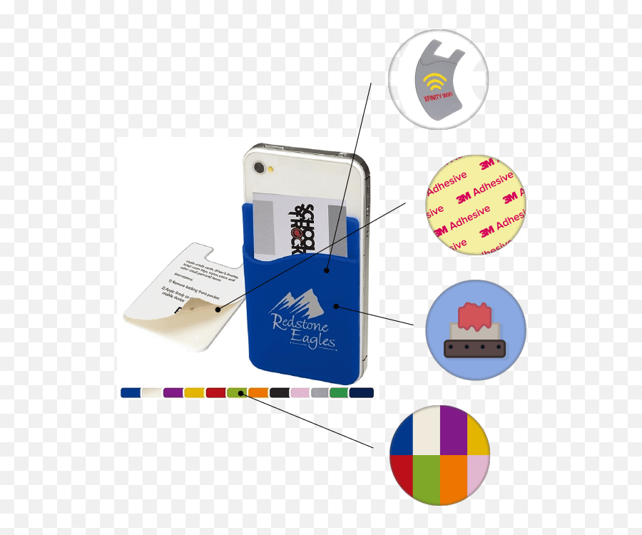 Promotional Silicone Cellphone Pocket Card Holder Wallet - Smartphone Emoji,Phone Office Email Emoticons On Business Cards