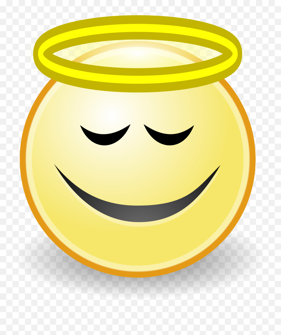 Angel Smiley Face Clipart - Wide Grin Emoji,Public Domain Emoticon Vector Images