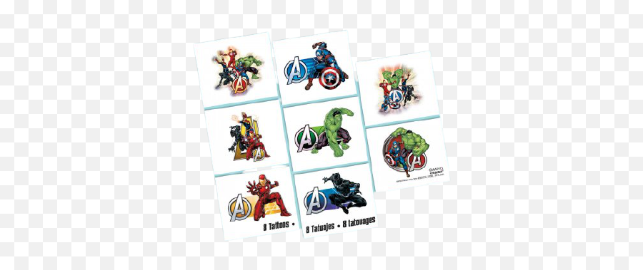 Marvel Avengers Tattoos X 8 - Fictional Character Emoji,Emoji Themed Party Ideas