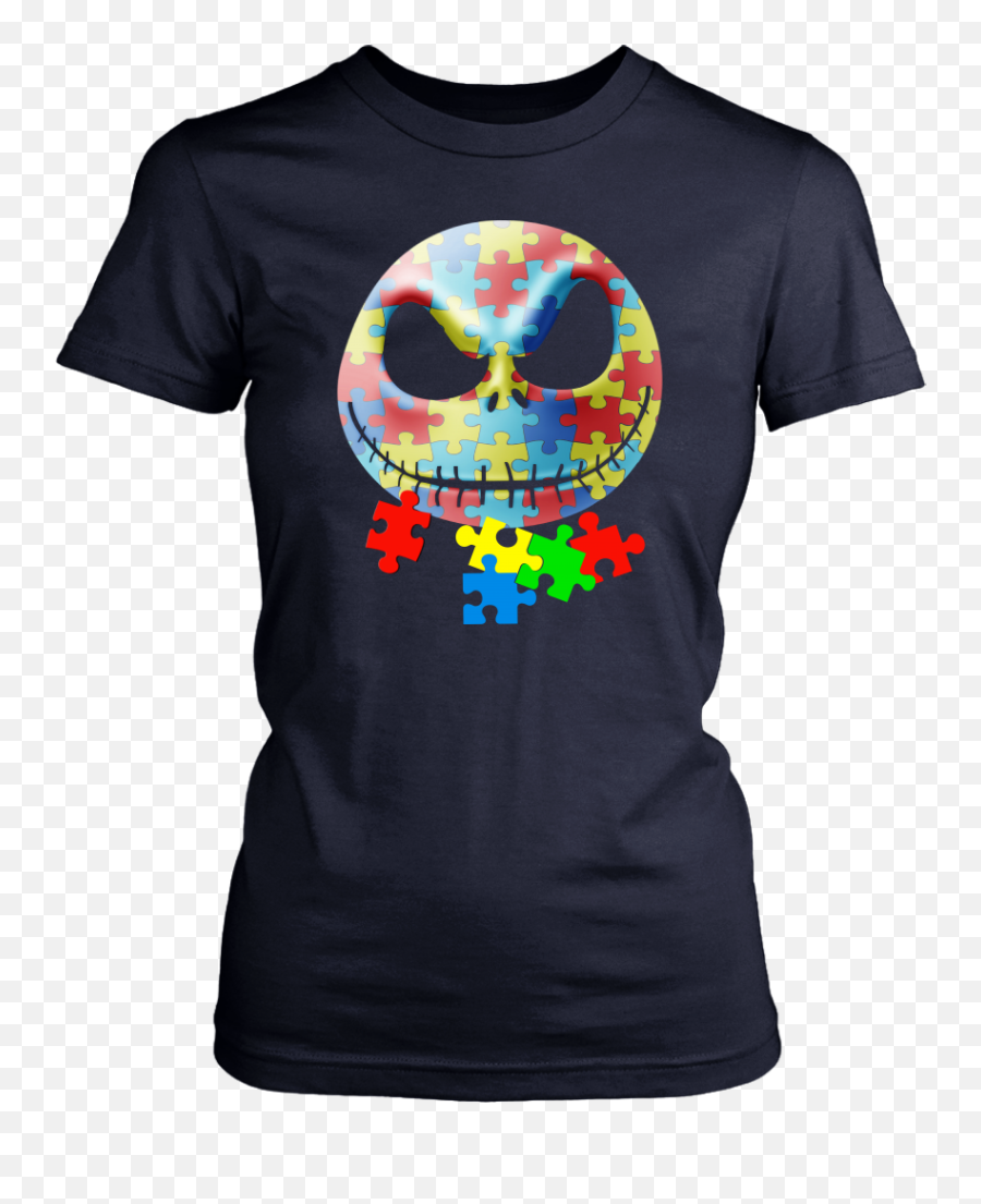 Skull Jack Skellington Autism Awareness Puzzle Piece Shirt - Fire Truck Shirt Design Emoji,Stank Face Emoticon