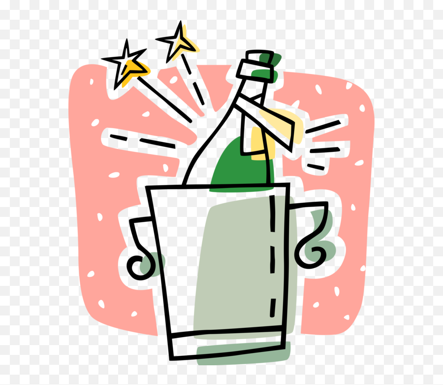 Vector Illustration Of Bottle Of Champagne Chilling Clipart - Cartoon Champagne Bottle Png Emoji,Cork Emoji
