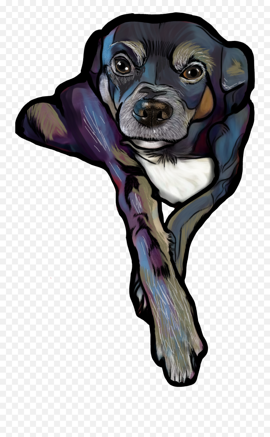 Dog Drawing Relaxing Stare Art Sticker - Dog Emoji,Dog Emoji Drawing
