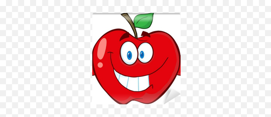 Apple Cartoon Mascot Character With Muscle Arms Wall - Apple Cartoon Emoji,Muscle Arm Emoticon