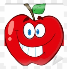 Apple Cartoon Mascot Character With Muscle Arms Wall - Apple Cartoon Emoji,Muscle Arm Emoticon