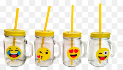 Jarra De Cristal Emoticono - Detalles Comunion Para Niños Emoji,Modelos De Emojis Para Bolsas De Cumpleanos