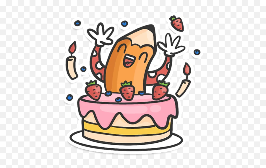 Pencil Telegram Stickers Emoji,Emoji Kawaii Birthday