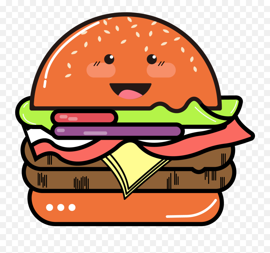 Cartoon Gourmet Cute Burger Png And - Cute Food Png Icon Emoji,Burger Emoji Png