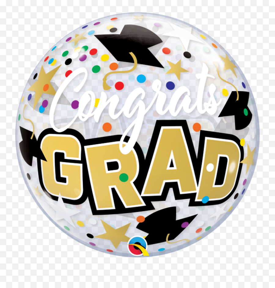 Congrats Grad Black And Gold Bubble - Bubbles Lufi Ballagás Emoji,Emoji Balloons For Sale
