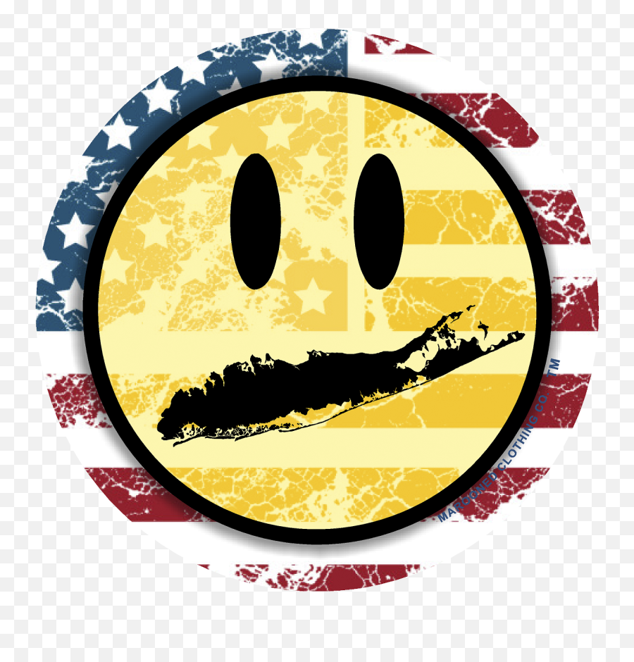 Long Island Logo Face Decal Marooned Clothing Co - Happy Emoji,Smiley Face Flag Emoticons