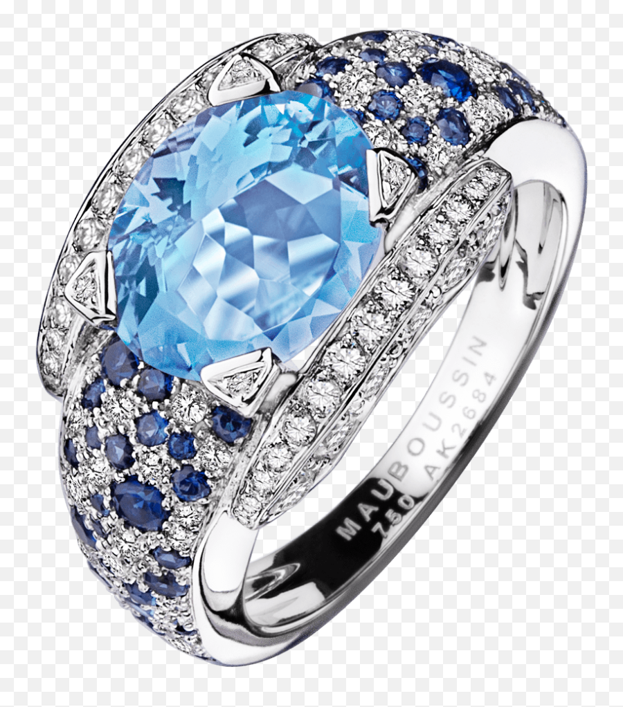 Ring Eternite Elegance White Gold Aquamarine Diamonds And - Eternite Elegance Mauboussin Emoji,Gold Sky Emotions