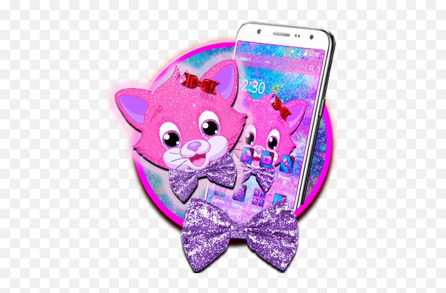 Amazoncom Glitter Kitty Bowknot 2d Theme Appstore For Android - Smartphone Emoji,Bowtie Emojis