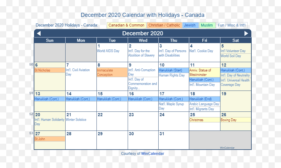 December 2020 Calendar With Holidays - Canada Emoji,Holiday Emoji Christmas Hanukkah