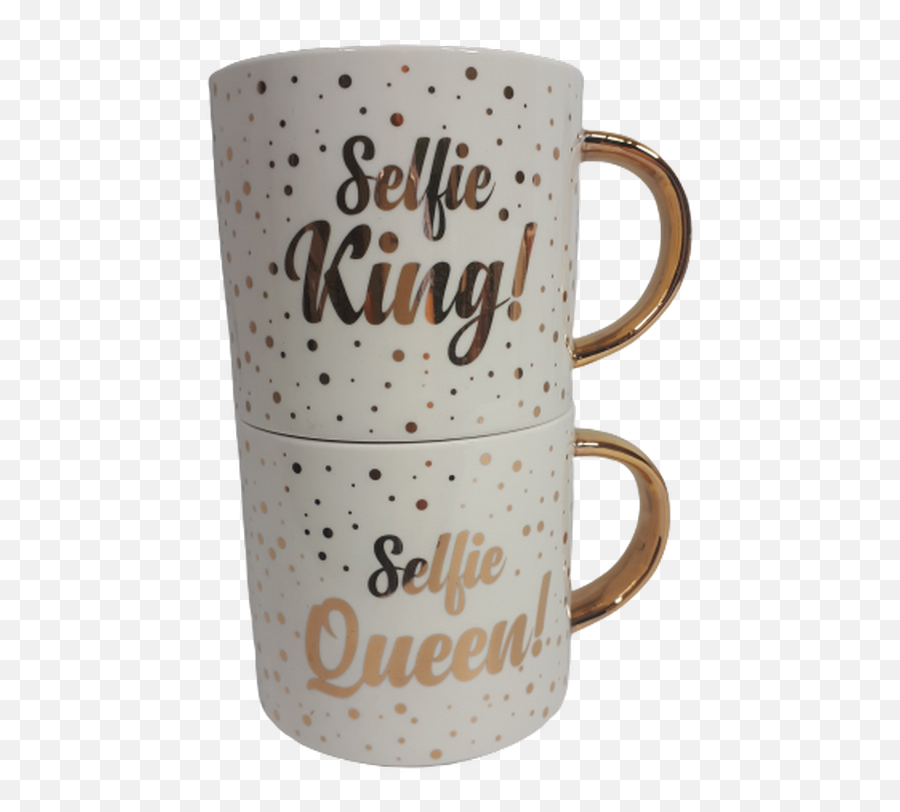 Zestaw Zotych Kubków Dla Niej Dla Niego Selfie King Selfie Queen - Serveware Emoji,Selfie Queen Emoji