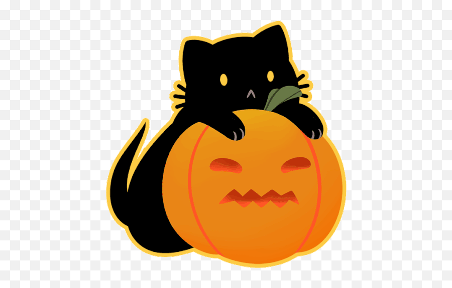 Cat Halloween Sticker - Cat Halloween Kitty Discover Emoji,Facebook Halloween Emoticons- Angry Pumpkin