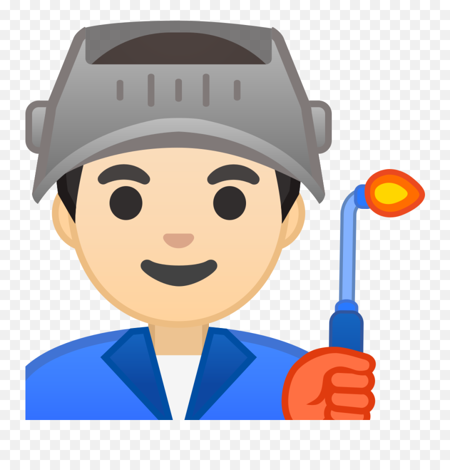 Man Factory Worker Light Skin Tone Icon - Factory Worker Cartoon Emoji,Construction Hat Emoji