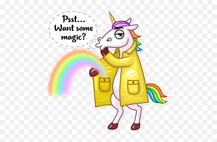 Rainbow Unicorn - Stickers For Whatsapp Psst Want Some Magic Unicorn Emoji,Psssst Emoji