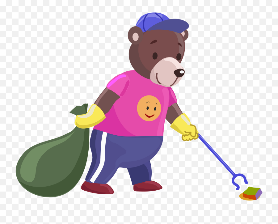 Bear Cleanup The Garbage Clipart Free Download Transparent - Broom Emoji,Garbage Can Emoji