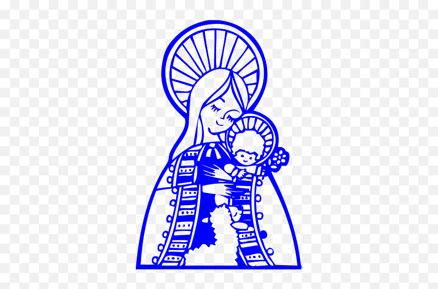 Cute Virgin Mary With Baby Jesus Symbol In Blue T - Shirt For Emoji,Mother Of God Text Emoji