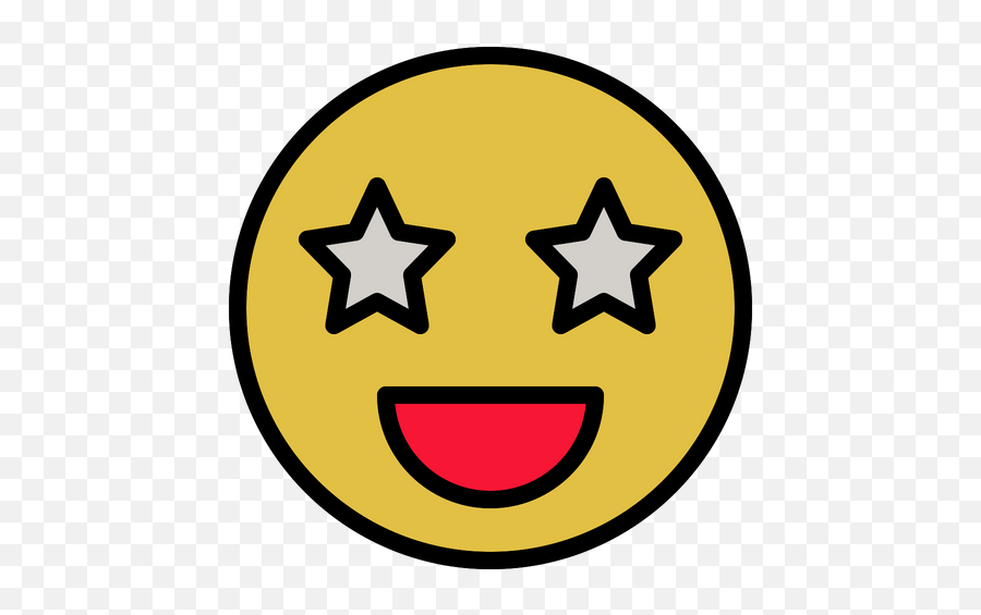 Smiley Emoji Icon Of Colored Outline - Icon Png Excited,Emoticon Symbol