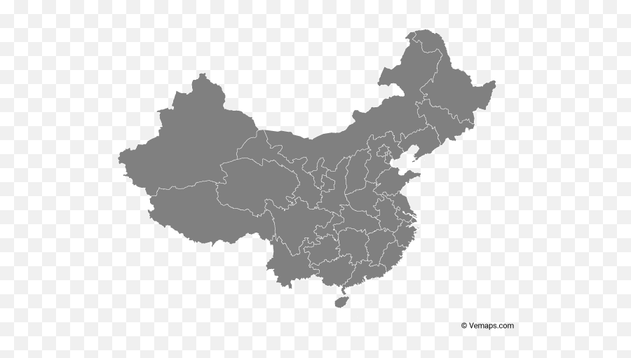 Grey Map Of China With Provinces Free Vector Maps China - Grey Map Of China Emoji,Chinese Flag Emoji