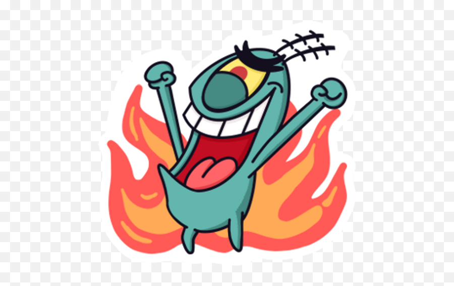 Spongebob Plankton Evil Laugh - Sticker Mania Emoji,Evil Text Bunny Emoticon