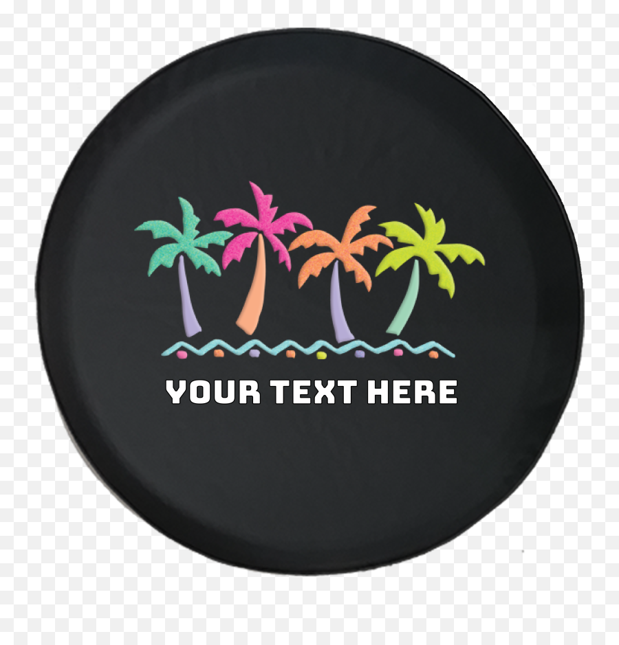 Fast Shipping Spare Tire Cover Custom Neon Beach Palm Trees Emoji,Evo X With Work Emotions