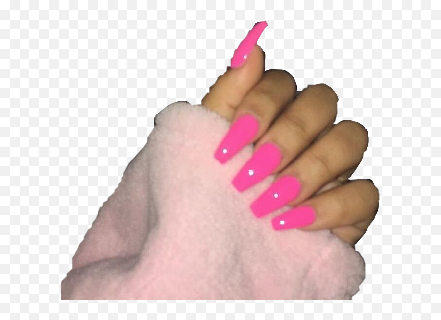 Download Acrylic Nails Png - Hot Pink Acrylic Nails Coffin Emoji,Vector Polishing Nail Emoticon Shape