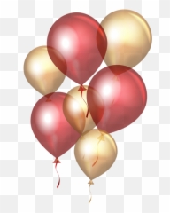 Transparent Red Gold Balloons Png Clip - Red Clipart Gold Balloon Emoji,3 Red Balloons Emoji