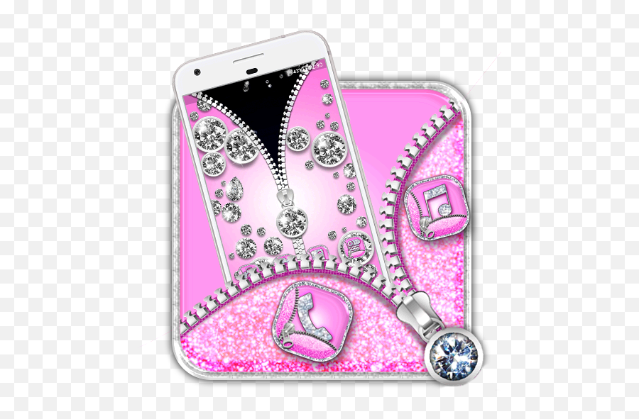 Pink Glitter Zipper Themes Hd Wallpapers 3d Icons - Apps En Yin Et Yang Sun Emoji,Emoticon Con Zipper