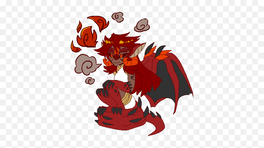Red Dragon Stickers For Android Ios - Dragon Girl Pixel Art Emoji,Red Dragon Emoji