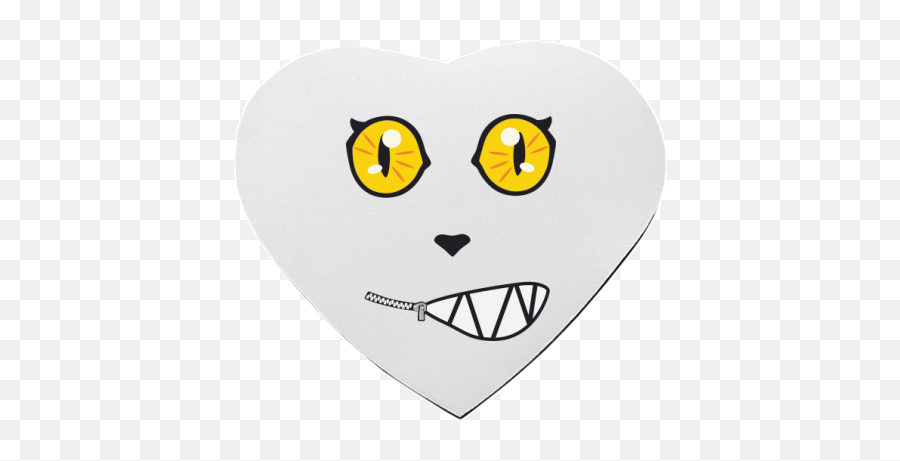 Zipper Mouth Cat Personalised Heart - Shaped Mousepad With Emoji,Pad With A Paper On It Emoticon