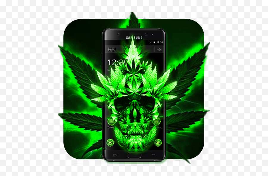 Green Weed Skull Theme 111 Apk Download - Comlauncher Smartphone Emoji,Hippo Emoji Android