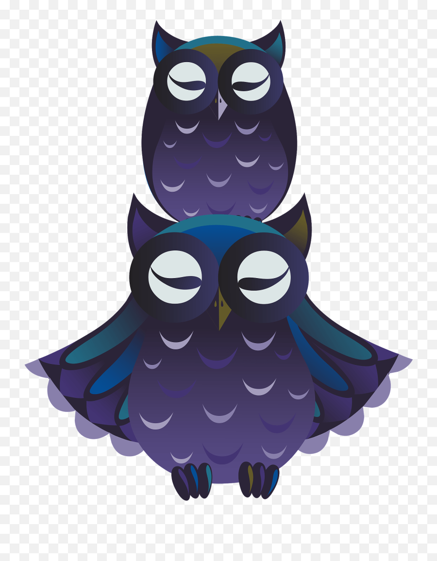 Two Purple Owls Clipart - Great Horned Owl Emoji,Purple Horned Emoji