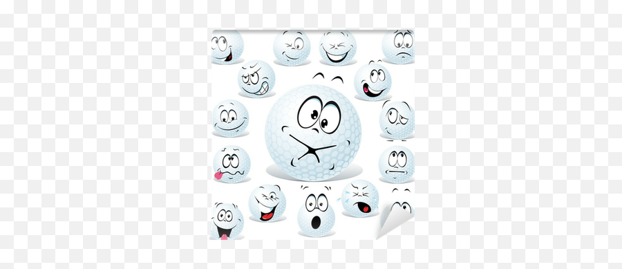 Vector Golf Ball Cartoon Isolated - Happy Emoji,Golf Ball Emoticon