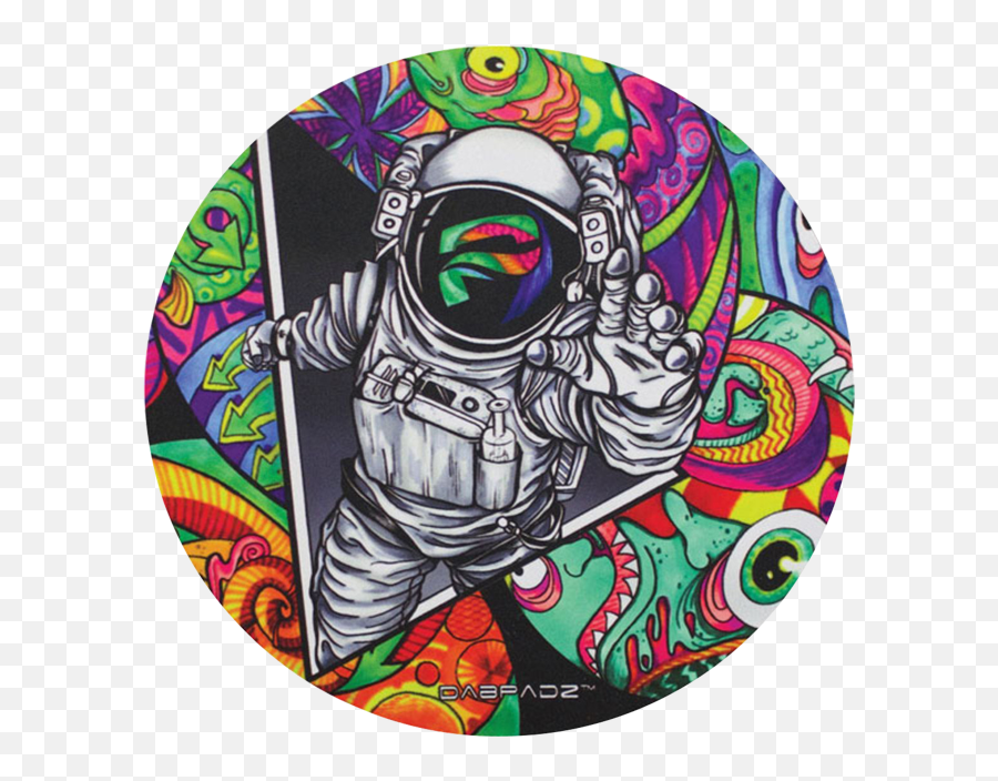 Dabpadz Pulsar Spaceman Round Dab Mat - Trippy Emoji,Oil Rig Emoji