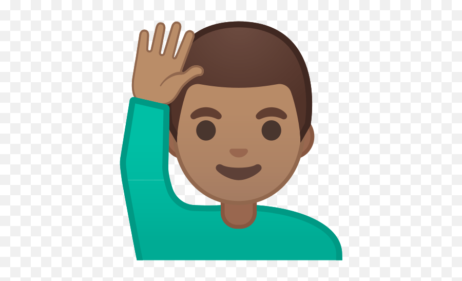 Man Raising Hand Emoji With Medium Skin - Raising Hand Emoji,Raised Arm Emoji