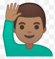Man Raising Hand Emoji With Medium Skin - Raising Hand Emoji,Raised Arm Emoji