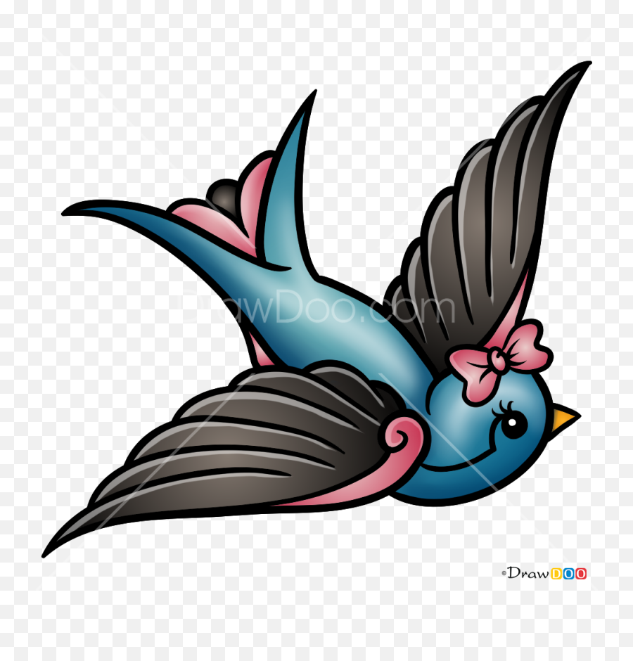 How To Draw Swallow Tattoo Old School - Draw Swallow Tattoo Old School Emoji,Swallow Emoji