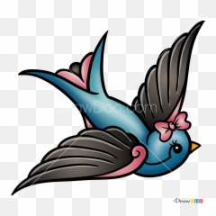 How To Draw Swallow Tattoo Old School - Draw Swallow Tattoo Old School Emoji,Swallow Emoji