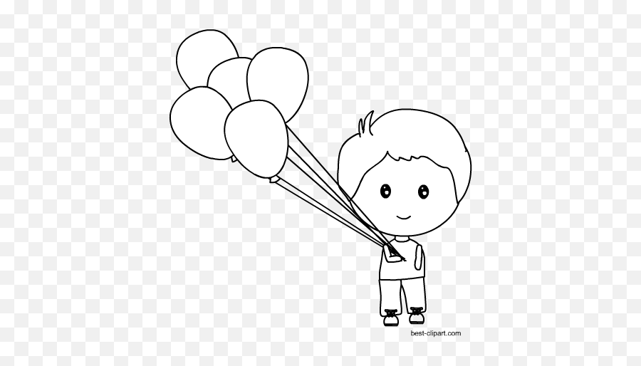 Free Balloon Clip Art Images Color And Black And White - Girl Holding Balloon Clipart Black And White Png Emoji,Black Balloon Emoji