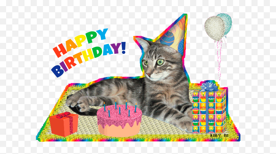 Happy Birthday Cat Gifs 40 Animated Greeting Cards - Cat Happy Birthday Transparent Emoji,Bithday Emoticons Facebook