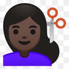 Cortar Cabelo Com Um Tom De Pele Escura - Girl Getting Haircut Emoji,Emoji Alzando La Mano