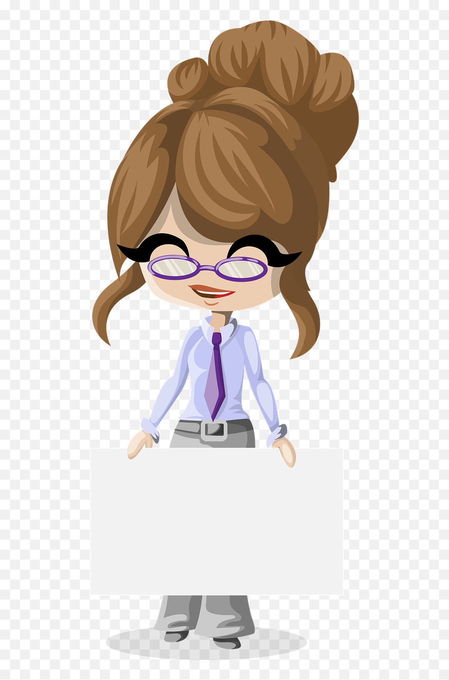 Business Girl Board Glasses Business - Glasses Girl Cartoon Emoji,Smiley Emoticon Holding Good Blank Board