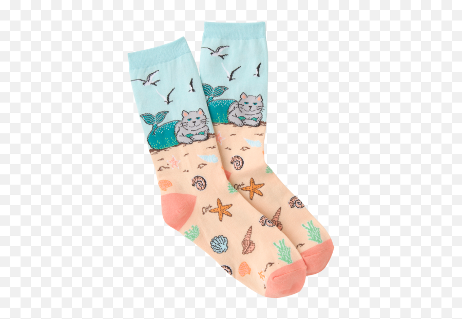 Womenu0027s Animal Socks U2013 Kbell - Mermaid Socks Womens Emoji,Emoji Cat With Ball Of Yarn In Mouth Wagging Tail