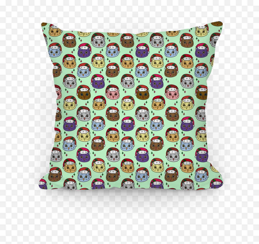 Cute Santa Owl Pattern Pillows Lookhuman - Decorative Emoji,0.o Emoticon