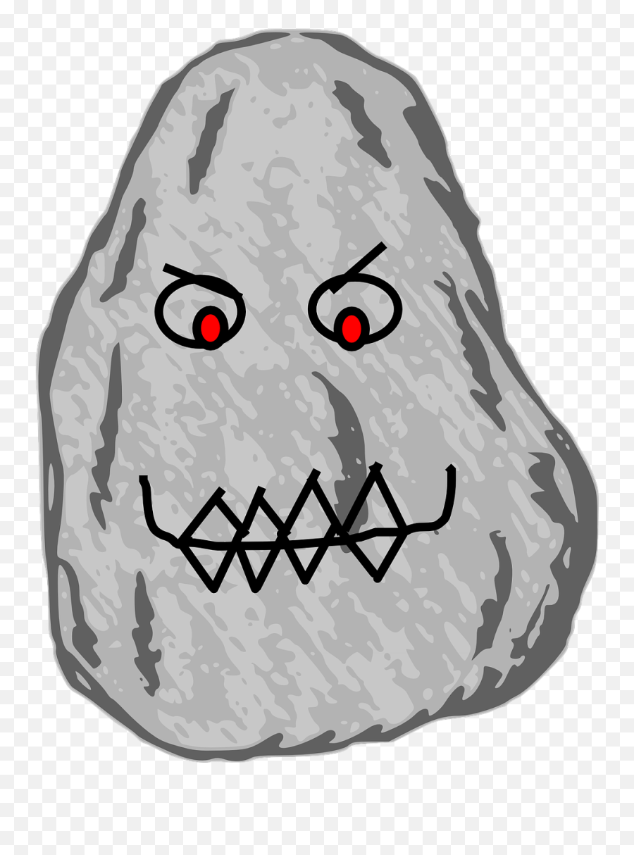 Stone Rock Cartoon Angry Furious - Dibujo De Piedra Con Cara Emoji,Stones For Emotion